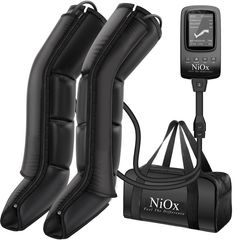 Image of Niox Health compression leg system. Fully zipper up quality advanced controller. black legs, bag and controller